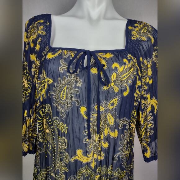 Lane Bryant Paisley 3/4 Sleeve Chiffon Blue Blouse Size 22/24 - Picture 10 of 14